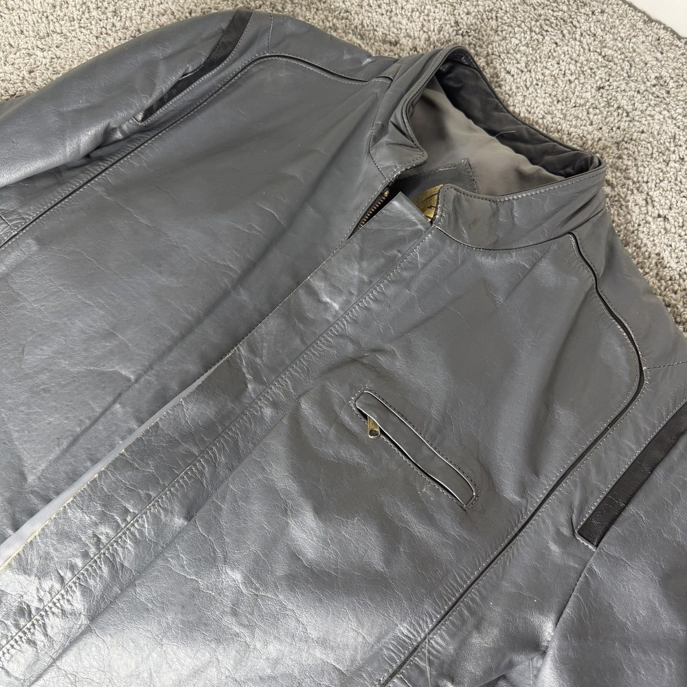 Vintage Genuine Leather Size 44 Men's Grey Jacker Coat Made in Brazil - Picture 2 of 11